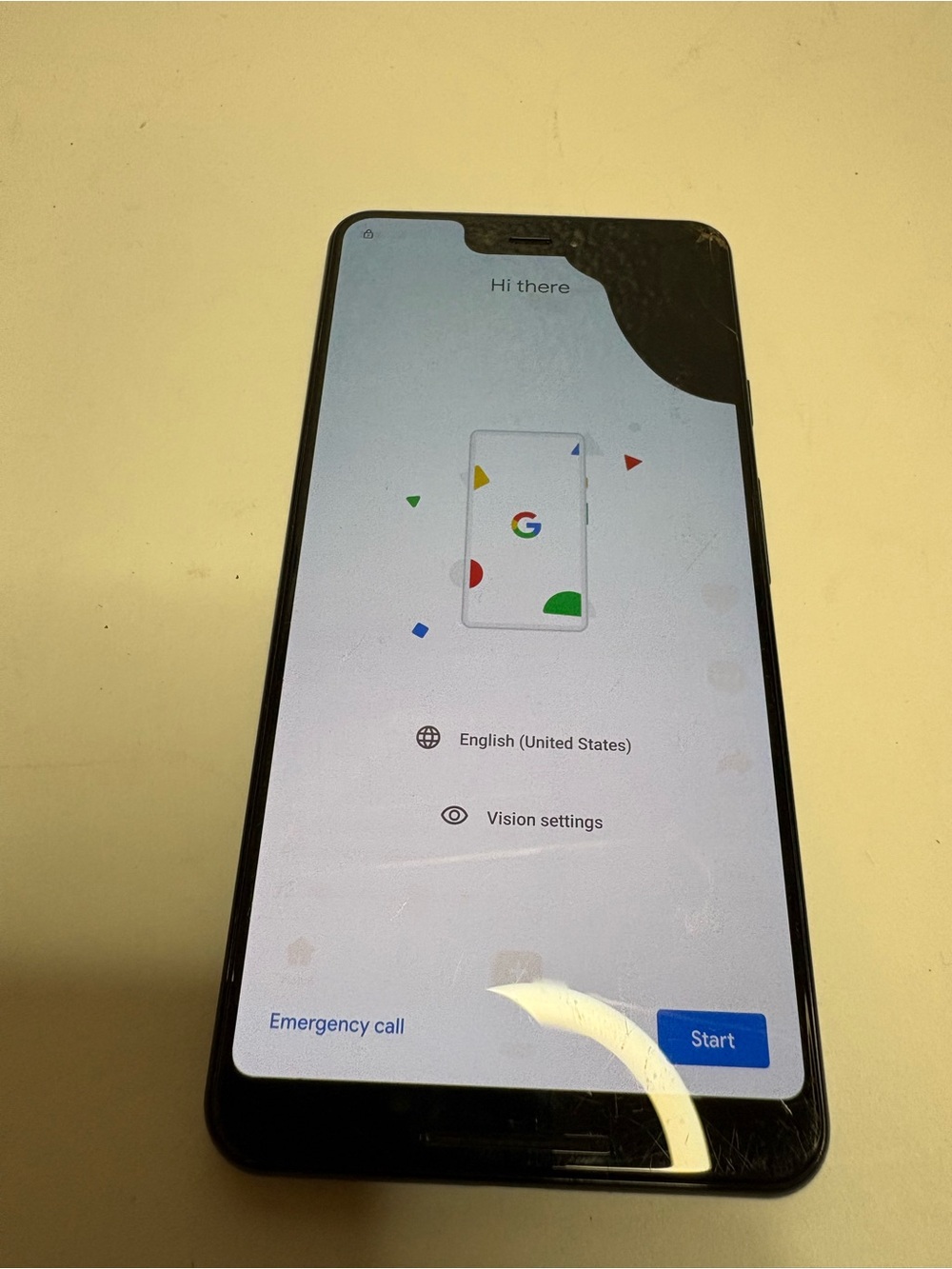 google Pixel Phone with Black Front Display